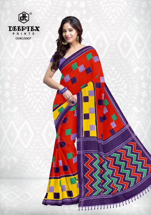Deeptex Ikkat Special 5 Cotton Printed Regular Wear Fancy Saree Collection